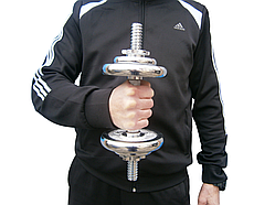 Гантель 1 шт / 6 кг розбірна сталева хромована Sport Lux 6 кг / 33 см / 25 мм