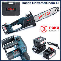 Аккумуляторная бесщеточная пила Bosch UniversalChain 48 (48V 6Ah) АКБ цепная пила Бош 30см с подачей смазки gt