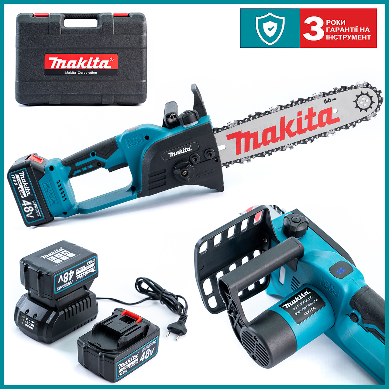 Безщіткова акумуляторна пила Makita DUC130Z (48V 6 Ah) АКБ пила Макіта 30 см з автоматичним мастилом bs