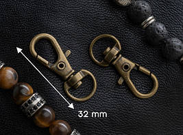 Карабін для ключів. Колір "стара латунь". 32мм