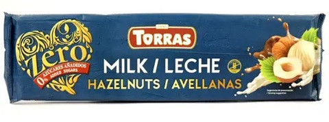 Шоколад молочний без цукру і глютену Торрас з фундуком Torras Zero Milk Huzelnuts 300 г Іспанія