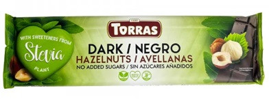 Шоколад темний без цукру і глютену Торрас з фундуком Torras Stevia Dark Huzelnuts 300 г Іспанія (опт 3 шт)