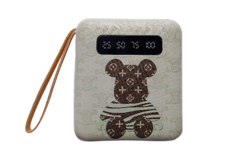 УМБ Power Bank 5000mAh повербанк з екраном та ліхтариком 4 в 1 (Bearbrick White)-LВR