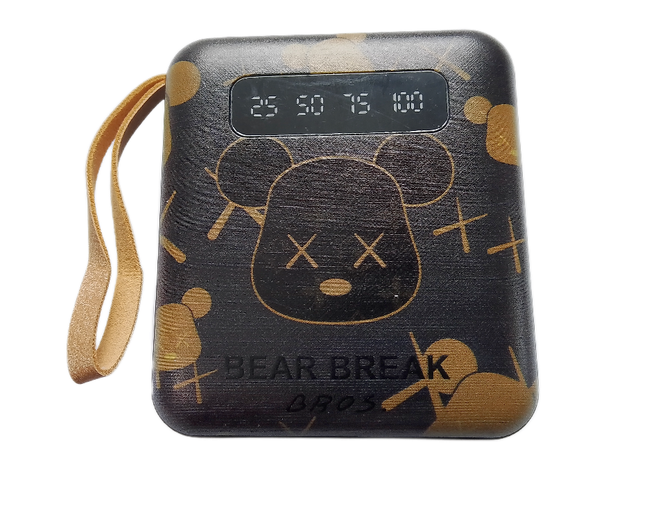 УМБ Power Bank 5000mAh повербанк з екраном та ліхтариком 4 в 1 (Голова Bearbrick Black)-LВR