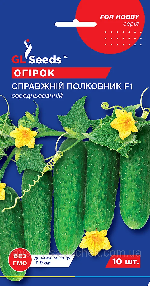 Насіння Огiрка Справжнiй полковник F1 (10шт), For Hobby, TM GL Seeds Середньоранній., фото 1