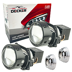 Світлодіодні Bi-LED лід лінзи для фар головного світла авто Decker LED BL 3.0" R7 65W 5500K 9-16V (2шт)