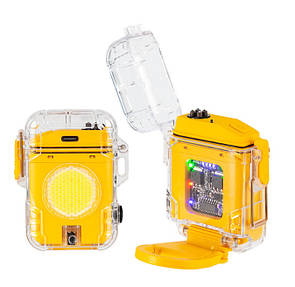 Ліхтар MULTIFUNCTIONAL D52-2-COB yellow, Li-Ion акум., індикація заряду, запальничка, ЗП Type-C, Box