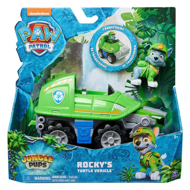 Ігровий набір Paw Patrol Jungle Pups Щенячий патруль Джунглі Автомобіль-трансформер з водієм Роккі