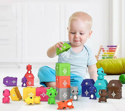 Логічна гра сортер дитині 40 деталей Збірні фігурки Розсели динозавриків по будиночках Вивчення цифр кольорів