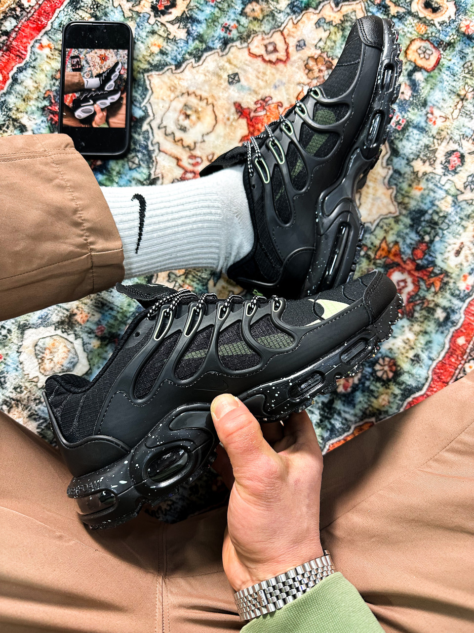 Чоловічі Кросівки Nike Air Max TN Plus Terrascape Black / Найк Аїр Макс ТН Плюс Терраскейп Чорні із Зеленим