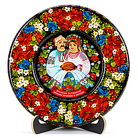 Тарілка розписна в техніці Петриківський розпис Сапфір Ласкаво просимо в Україну ТД-01 290 мм мал. 012, 202