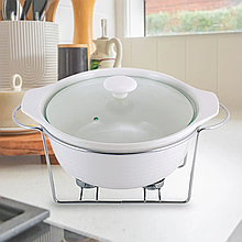 Марміт керамічний 2.4 л із кришкою та металевою підставкою TM Kamille KM-6401