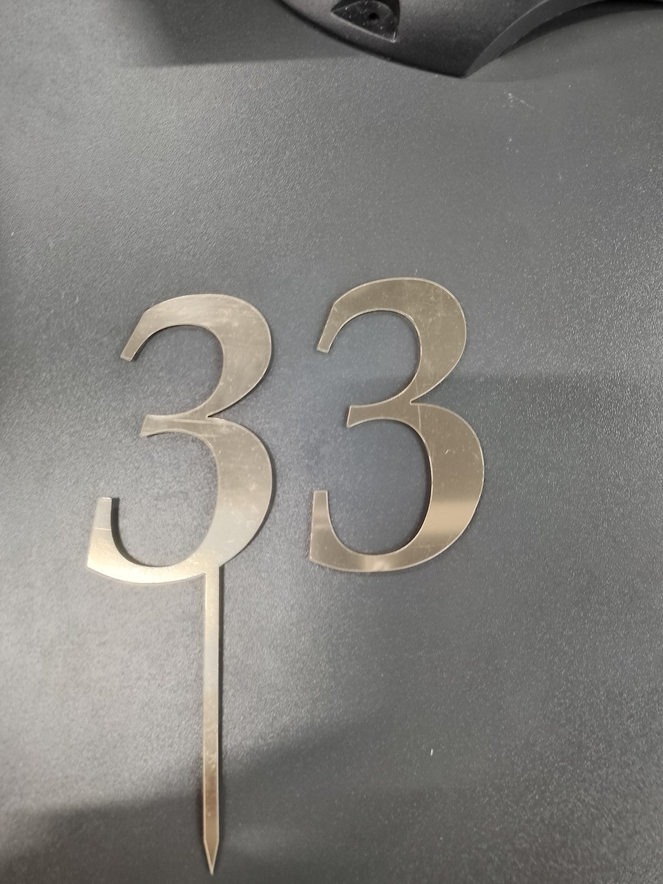 Топер дзеркальний цифра "3" з ніжкою, фото 1