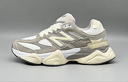 Жіночі кросівки демісезон New Balance 9060 замш/текстиль кавові з білим р36,37,39,40