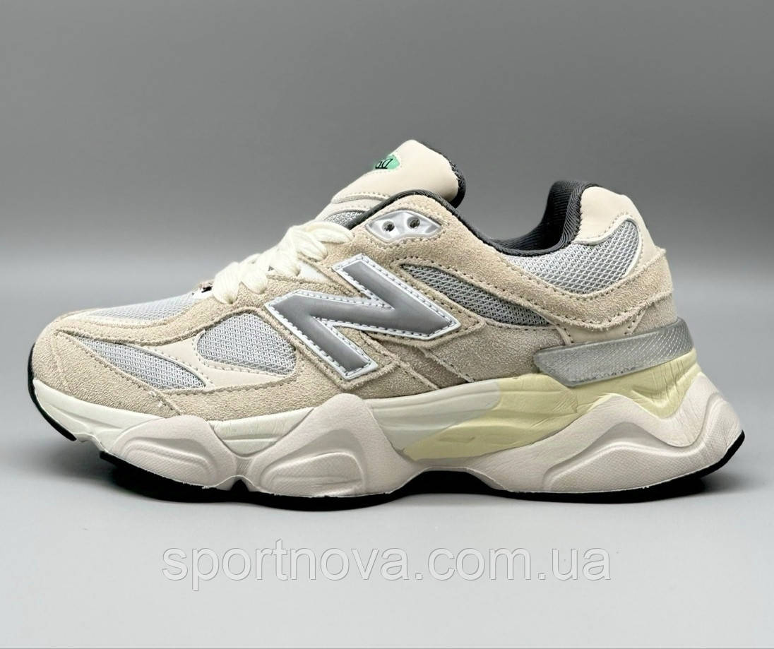 Жіночі кросівки демісезон New Balance 9060 замш/текстиль бежеві із сірим р 36,37,38,41