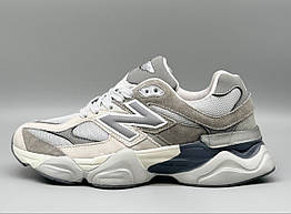 Чоловічі кросівки демісезон New Balance 9060 замш/текстиль бежеві із сірим і кавовим р 41,45