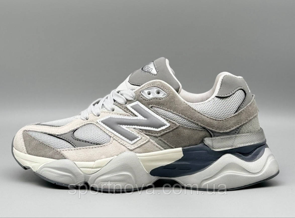 Жіночі кросівки демісезон New Balance 9060 замш/текстиль бежеві із сірим і кавовим р 36,37,39,40, фото 1