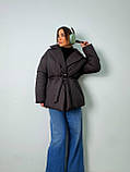 Жіноча трендова куртка-жакет з поясом в стилі оверсайз, фото 3