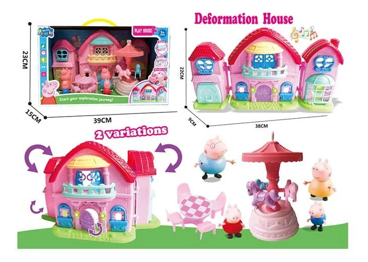 Ігровий набір Будиночок Свинки Пеппи підсвічування, звук + 4 героя, фото 1