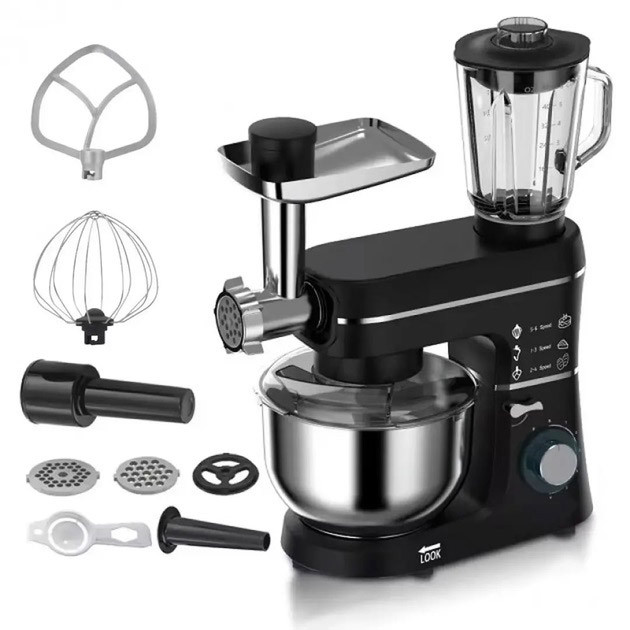 Міксер планетарний комбайн двома віночками Domotec 6676B 5в1 10 Л 1400 W, Міксер з BN-912 залізною чашею