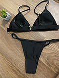 Жіночий пляжний чорний купальник без кісточок, фото 3