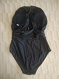 Пляжний жіночий суцільний купальник чорного кольору з палітуркою, фото 5
