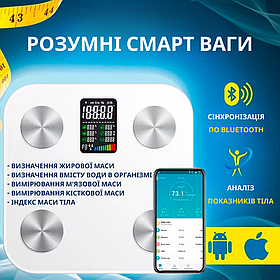 Ваги підлогові для вимірювання маси тіла, ваги з 7-дюймовий LED-дисплеєм, смарт-ваги скляні ADL-30S
