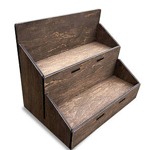 Гірка на 2 полиці (Вітрина-органайзер для чаю, батончиків, спецій та ін.) 30х20х24 см, коричнева, фото 2