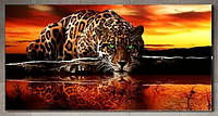 Алмазна мозаїка Леопард, 60х30см, Алмазна вишивка (повна викладка, круглі камені)