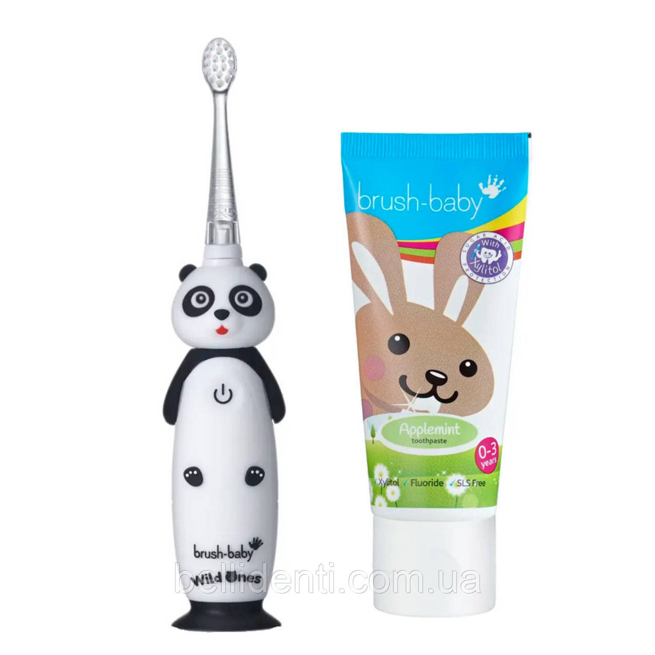 Набір Brush-Baby WildOnes Sonic від 0 до 3 років (щітка панда Pan-Pan + паста 50 мл зайчик)