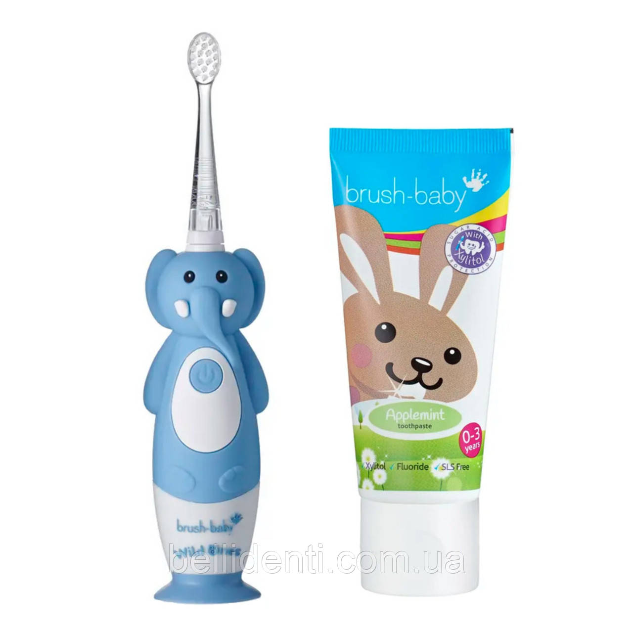 Набір Brush-Baby WildOnes Sonic від 0 до 3 років (щітка слоник Evie + паста 50 мл зайчик)