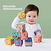Набір для раннього розвитку дитини 6в1 Сенсорні кубики М'яка конячка Куб сортер Піраміда Брязкальце гризунок, фото 7