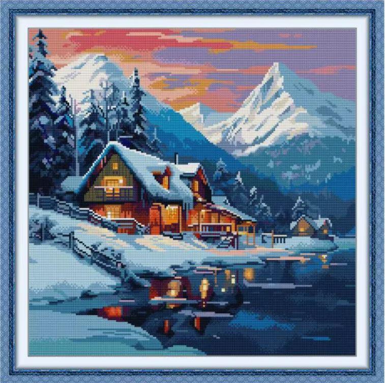 Набір для вишивання за нанесеною на канву схемою “Winter Snow Country”. AIDA 14CT printed , 43*43см., фото 1