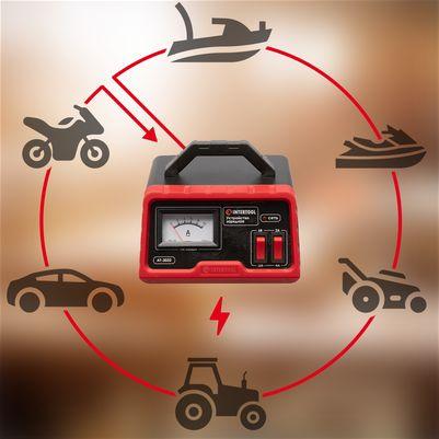 Пристрій зарядний для акумуляторів 6/12 В, 2/4 А, 4-45 А·год, з трансформатором INTERTOOL AT-3032 Пристрій зарядний для акумуляторів 6/12 В, 2/4 А, 4-45 А·год, з трансформатором INTERTOOL AT-3032