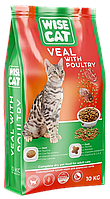 Wise Cat Veal with poultry сухий корм для котів Телятина з домашнім птахом 10 кг