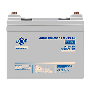 Акумулятор мультигелевий LPM-MG 12V - 33 Ah + праворуч