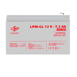 Акумулятор гелевий LPM-GL 12V - 7.2 Ah