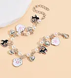 Браслет шарм на руку з котиками та лапками Fashion Jewerly сріблястий, фото 3