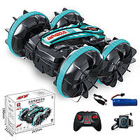 Машинка-перевертиш амфібія на радіокеруванні, вміє плавати + керування жестами. Чорна з синім