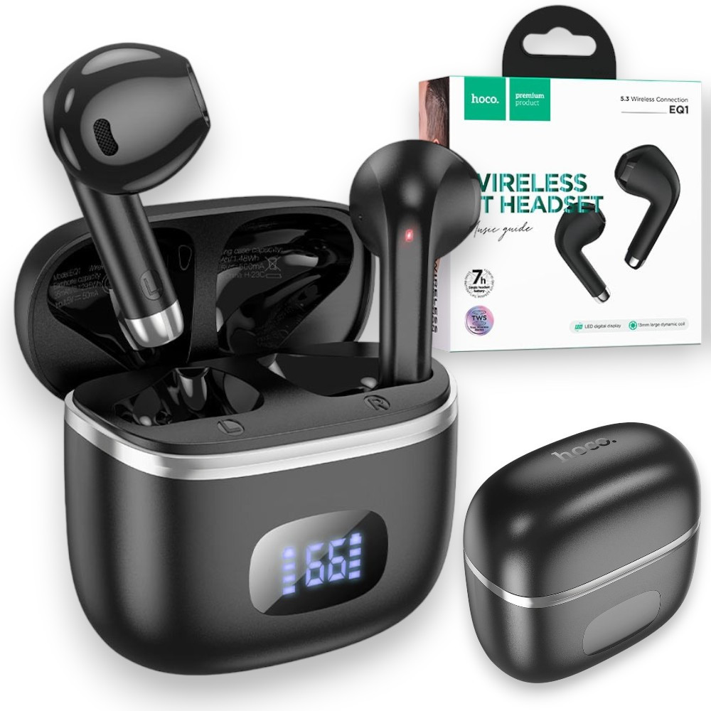 Бездротові навушники Bluetooth-гарнітура AirPods Hoco EQ1 блютуз навушники для айфона та андроїда, чорні