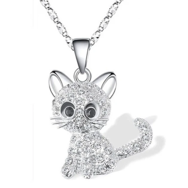 Ланцюжок з кулоном Котик з камінчиками підвіска для дівчинки Fashion Jewerly