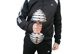 Гантель 1 шт / 12,5 кг розбірна сталева хромована Sport Lux 33 см / 25 мм