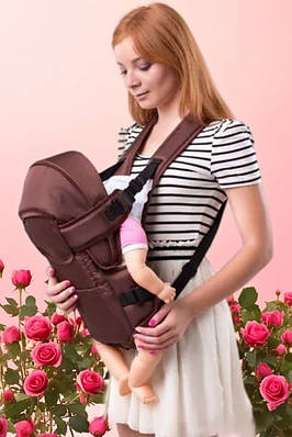 Коричневий рюкзак кенгуру Умка Нагрудна сумка переноска Положення Лежачи боком Хіпсіт дітям з 2 місяців до 15кг