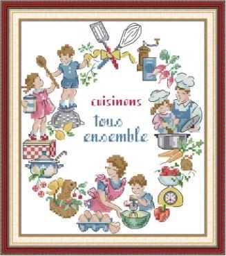 Набір для вишивання за нанесеною на канву схемою  “Cooking together ”. AIDA 14CT printed , 22*27 см., фото 1