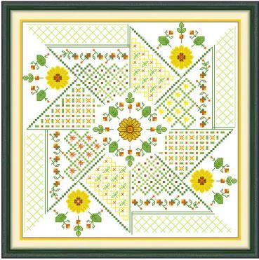 Набір для вишивання за нанесеною на канву схемою  “Yellow daisy windmill ”. AIDA 14CT printed , 26*26 см., фото 1