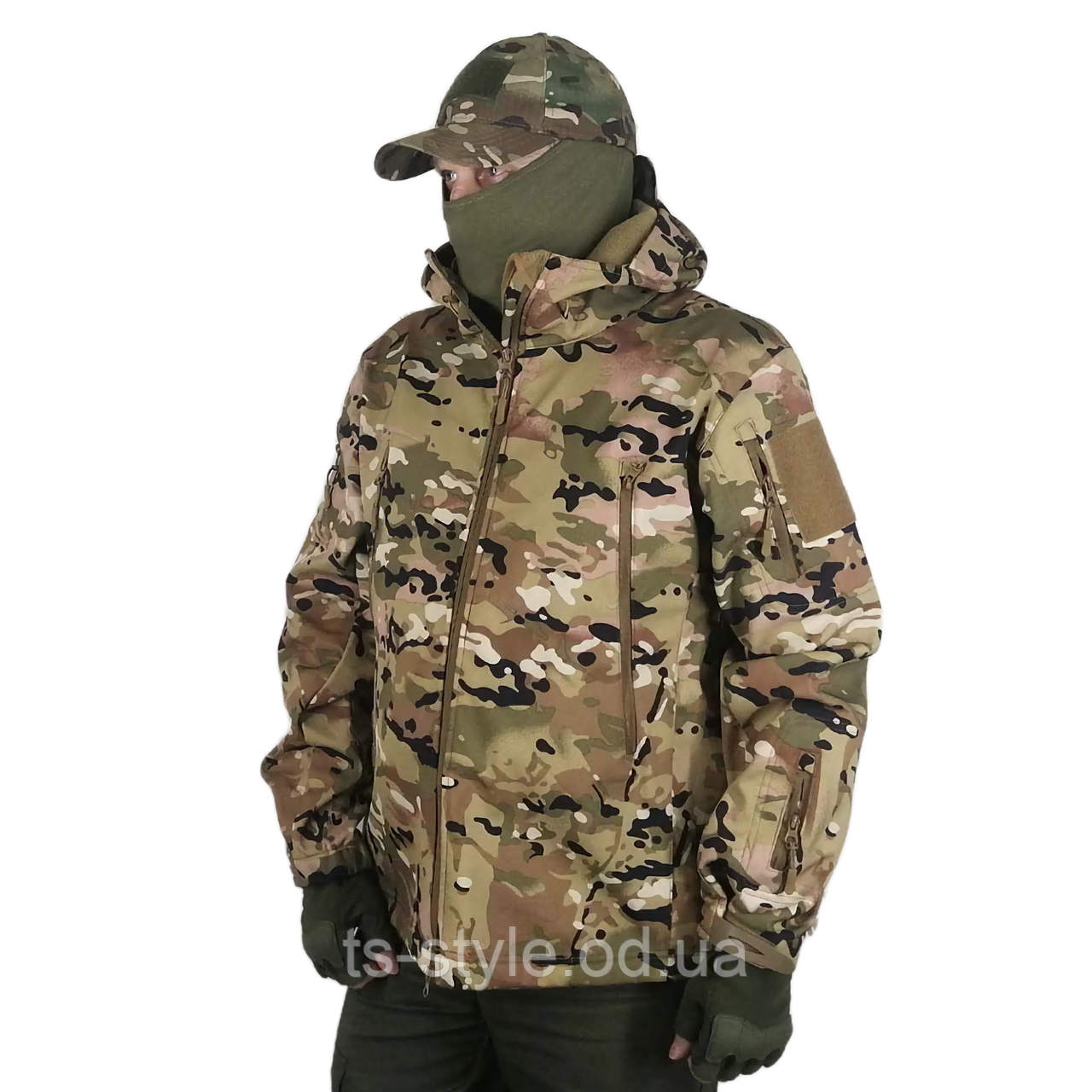 Тактична вітрозахисна водозахисна чоловіча куртка Softshell Shark Skin MultiCam