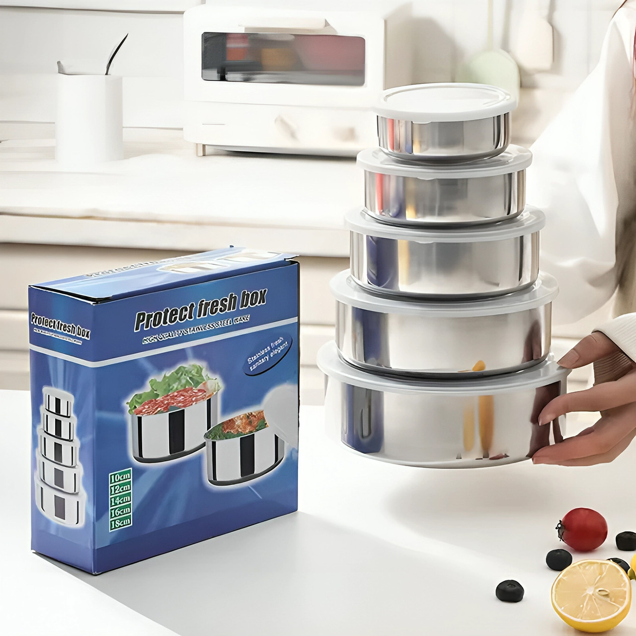 Набір контейнерів ємностей для нержавіючої сталі з кришками 5 шт.