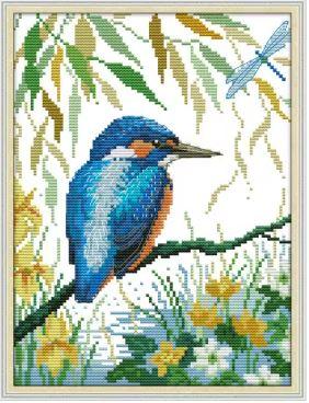 Набір для вишивання за нанесеною на канву схемою “The bird settled on the bra ”. AIDA 14CT printed , 17*23 см., фото 1