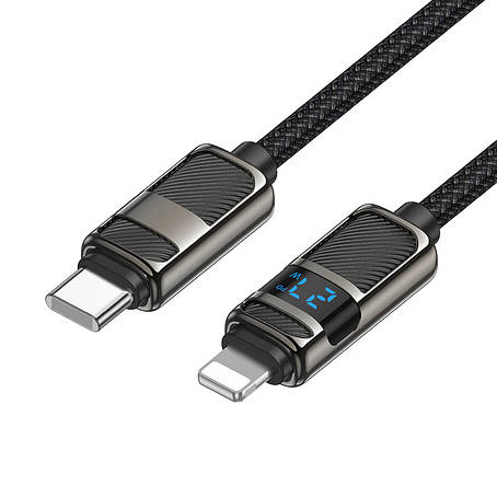 Кабель Hoco U137 Line PD charging data cable with display iP Black, фото 1
