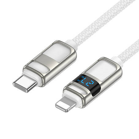 Кабель Hoco U137 Line PD charging data cable with display iP White, фото 1